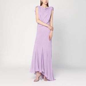 Alberta Ferretti Women's Long Dress With Light Purple Ruffles